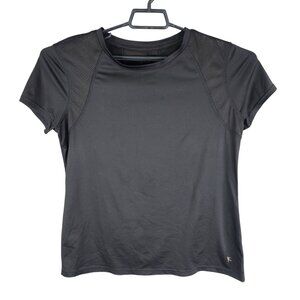 Womens Black Danskin Now Semi-Fitted Shirt Top Short Sleeve Activewear Size L